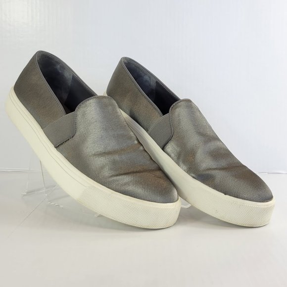 Vince Shoes - VINCE Blair Metallic Slip On Sneaker Gray Sz 8.5